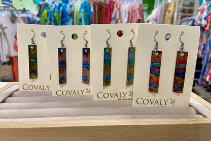 Covaly Alcohol Ink Rectangle Earrings