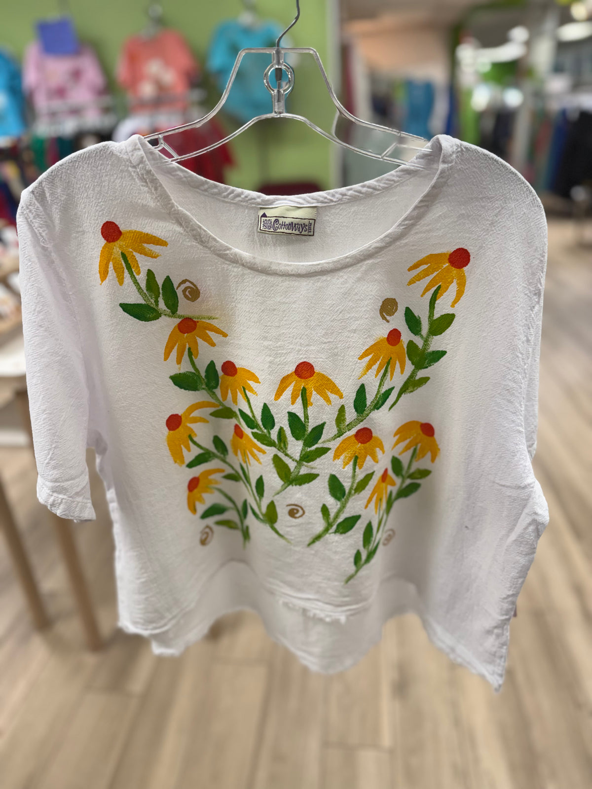 Peg Painted One Size Gauze Floral Tops
