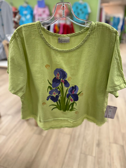 Peg Painted One Size Gauze Floral Tops