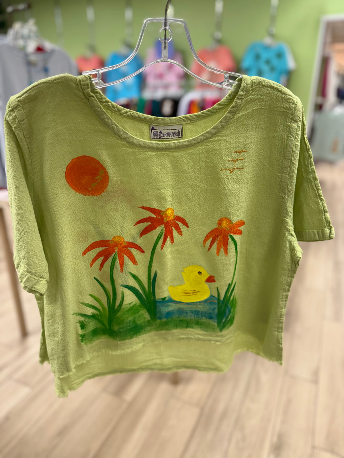 Peg Painted One Size Gauze Floral Tops