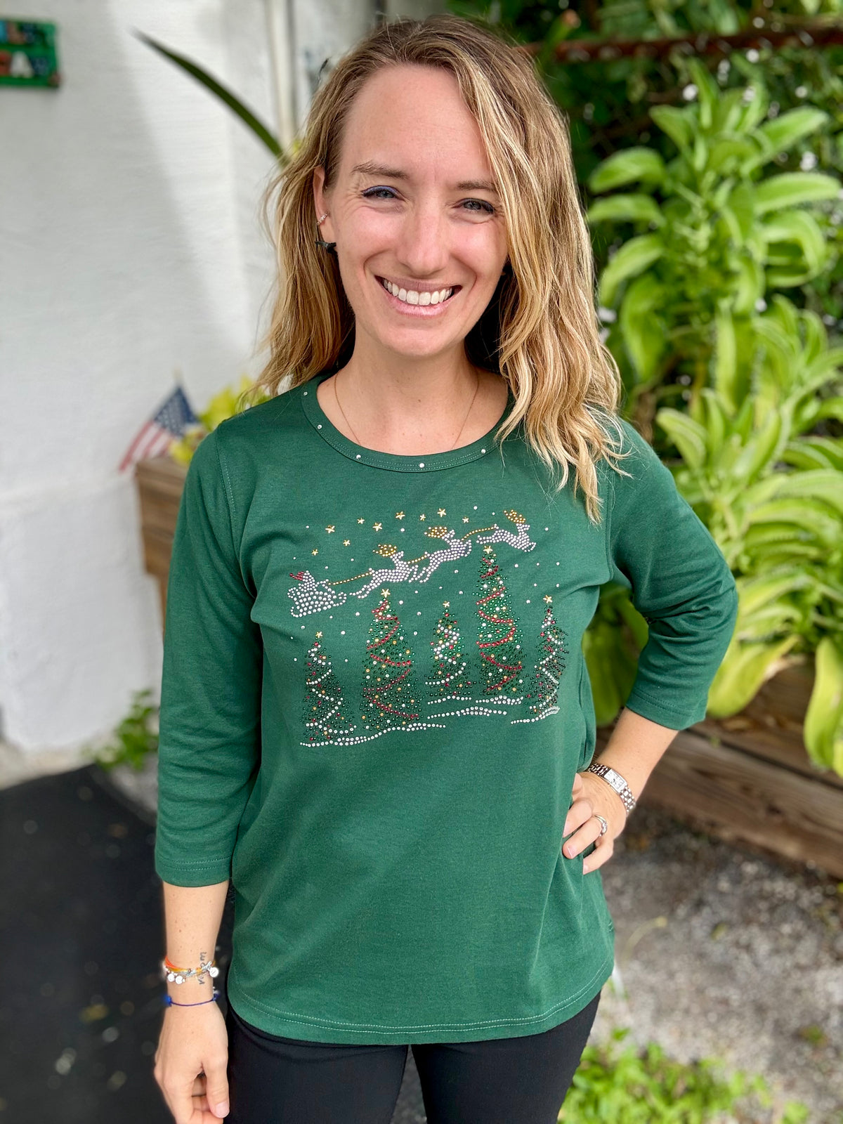 Get Lucky Winter Scene Sparkle Top