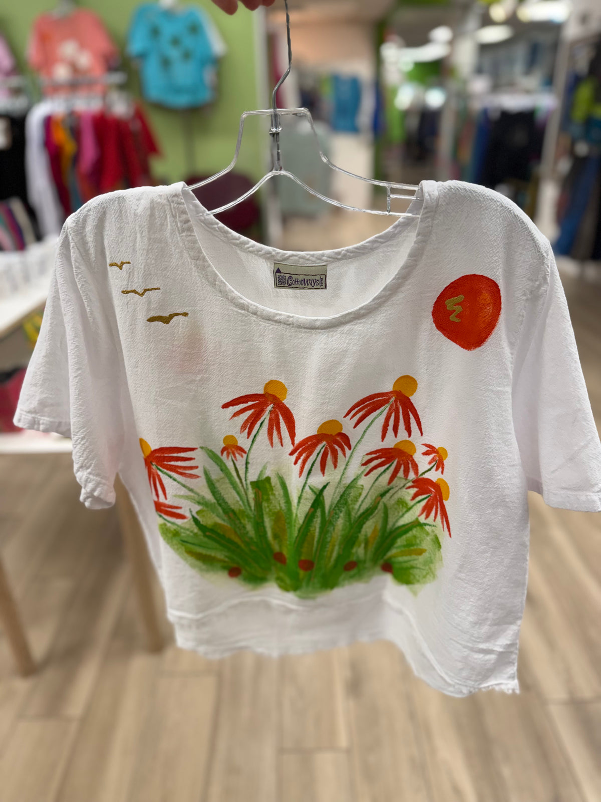 Peg Painted One Size Gauze Floral Tops