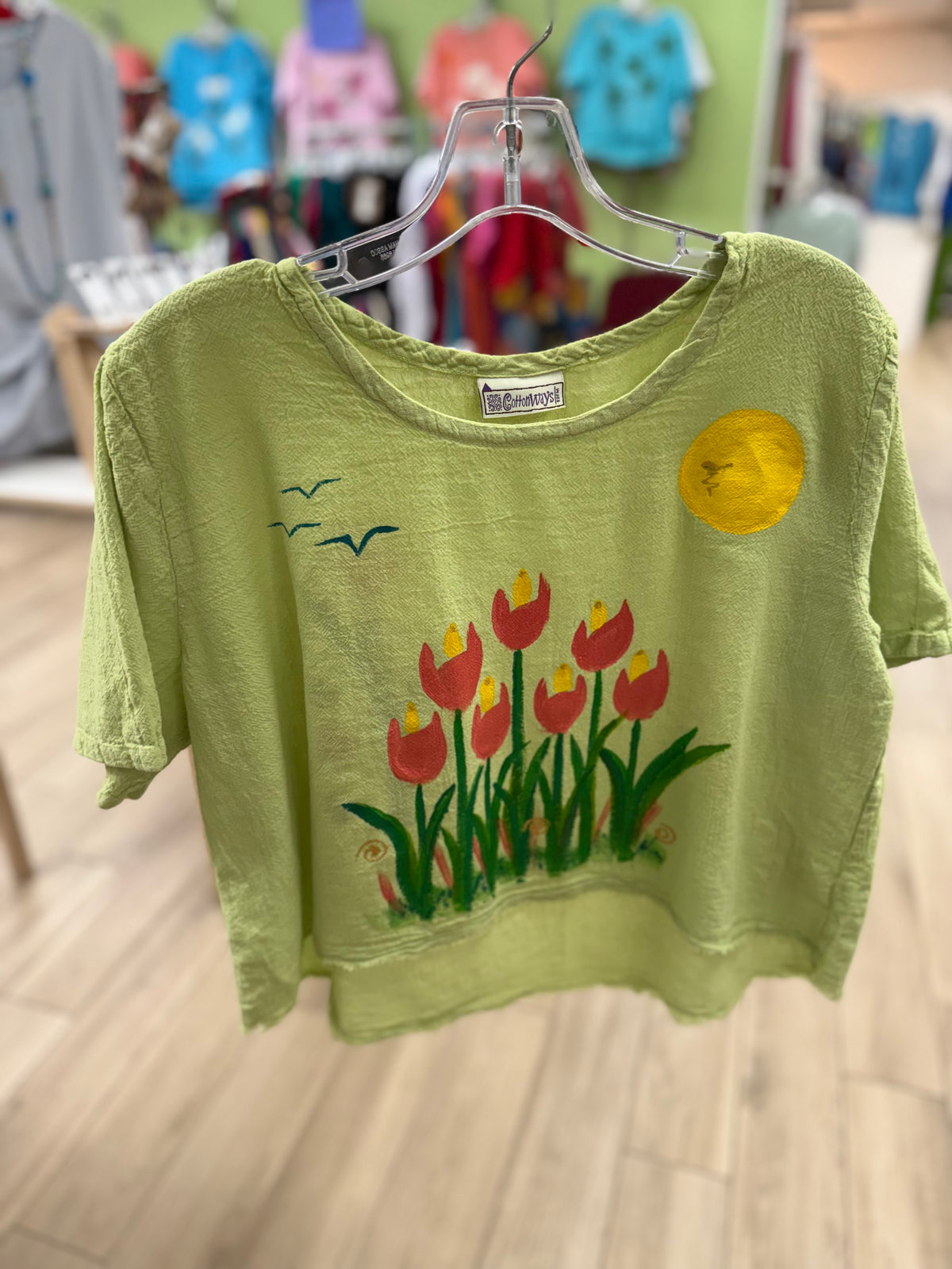 Peg Painted One Size Gauze Floral Tops